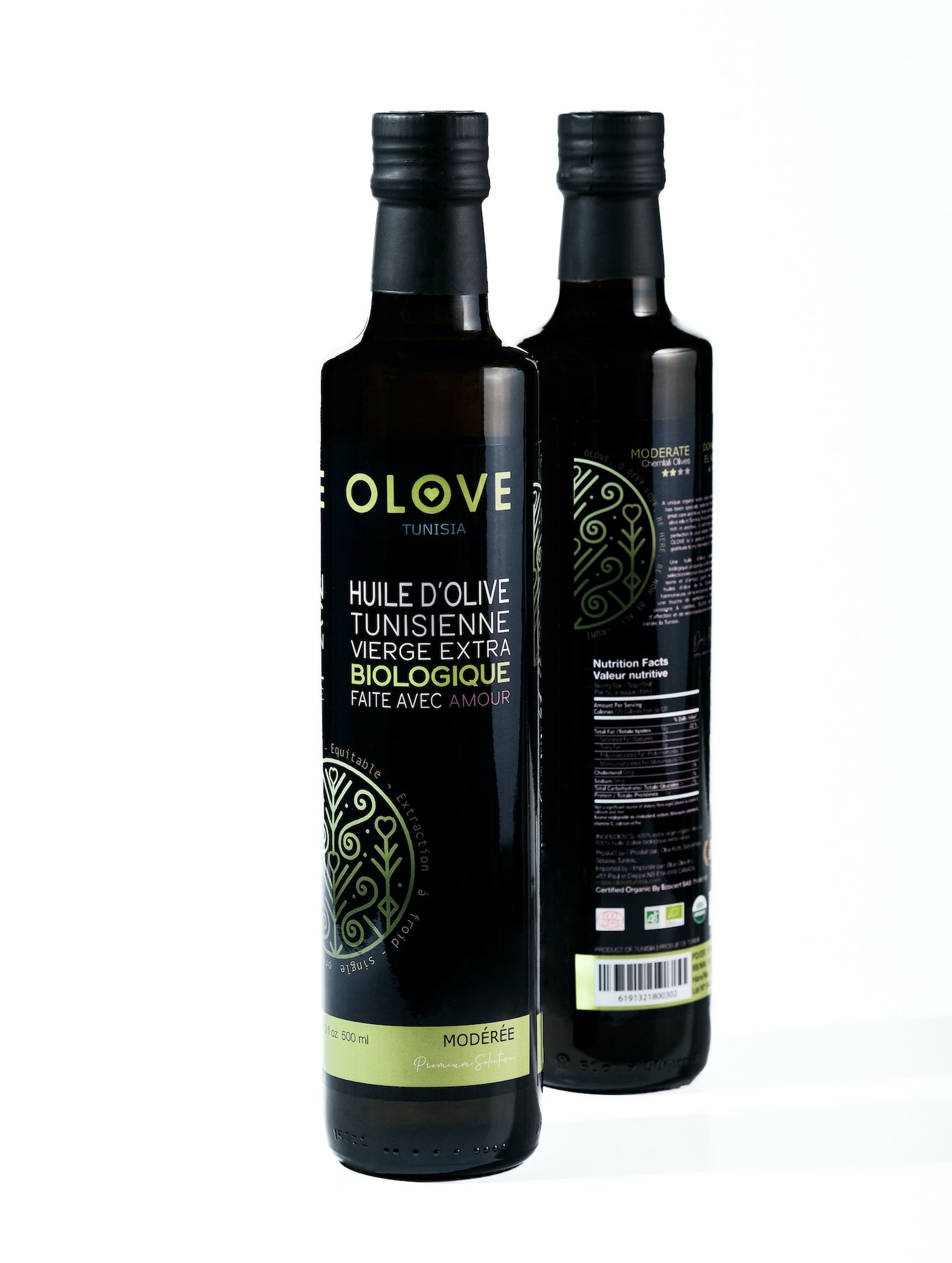 Huile d'Olive Extra Vierge BIO Modérée 500 ml – OLOVE Tunisia