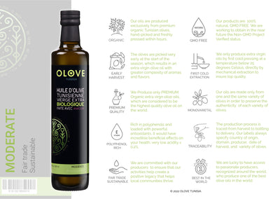 Moderate extra virgin organic olive oil 500ml